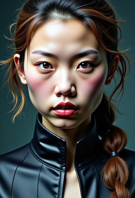 full shot of an asian albino woman, mystic, highly detailed, melancholic, masterful photography, ultra detailed