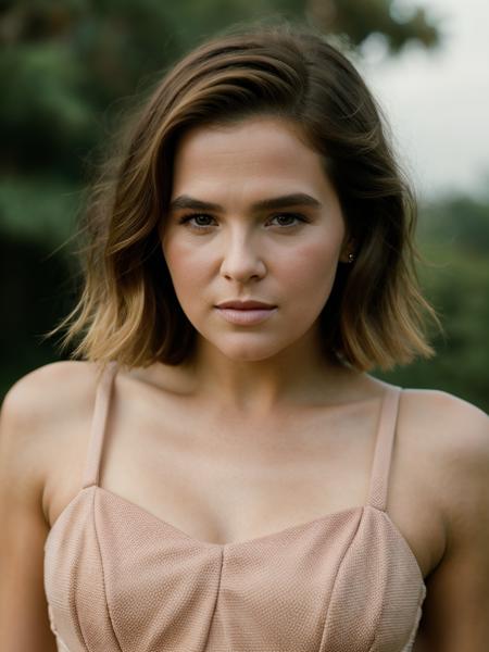 Realistic photo of a beautiful z03yd woman,1girl,solo,looking at viewer,short hair,blonde hair,brown hair,dress,bare shoulders,brown eyes,collarbone,upper body,lips,strapless,realistic, soft lighting, professional Photography, Photorealistic, detailed, RAW, analog, sharp focus, 8k, HD, high quality, masterpiece<lora:z03yd:1.0>