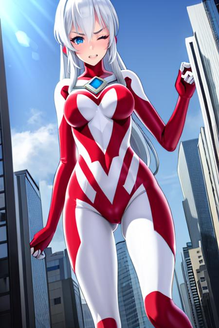newagalia,yellow eyes,white hair,red facial mark,red face paint,yellow and red bodypaint,chest jewel, normalagalia,blue eyes,white hair,red facial mark,red face paint,white and red bodypaint,chest jewel,