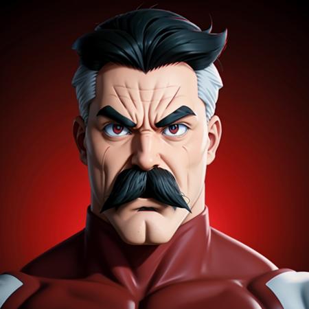 anime artwork of  <lora:Omni-Man SD1.5:1.2>
Omni-Man a cartoon character with a mustache and a moustache, anime style, key visual, vibrant, studio anime,  highly detailed