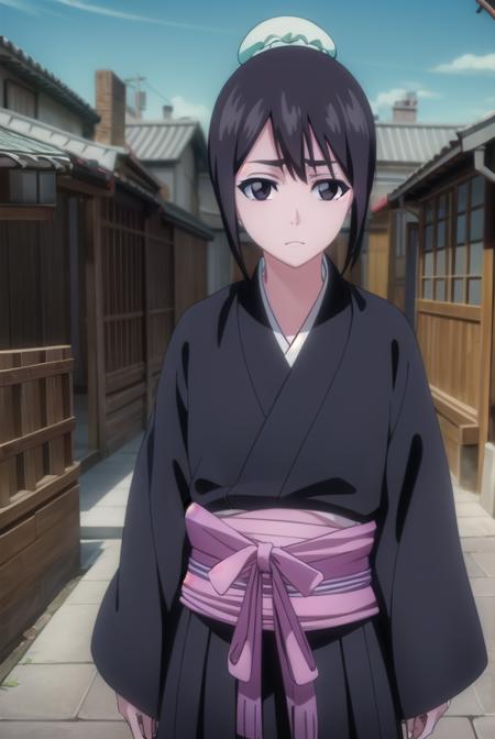 momohinamori, <lyco:momohinamoriv2-lyco-nochekaiser:1>,
momo hinamori, black hair, hair bun, single hair bun, bun cover, short hair, (black eyes:1.5),
BREAK long sleeves, japanese clothes, kimono, haori, black kimono, hakama, black hakama,
BREAK outdoors,
BREAK looking at viewer, (cowboy shot:1.5),
BREAK <lyco:GoodHands-beta2:1>, (masterpiece:1.2), best quality, high resolution, unity 8k wallpaper, (illustration:0.8), (beautiful detailed eyes:1.6), extremely detailed face, perfect lighting, extremely detailed CG, (perfect hands, perfect anatomy),