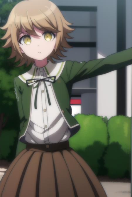 chihirofujisaki, <lora:chihiro fujisaki s1-lora-nochekaiser:1>,
chihiro fujisaki, short hair, bangs, brown hair, (brown eyes:1.3), male focus, otoko no ko,
BREAK skirt, shirt, long sleeves, ribbon, school uniform, jacket, pleated skirt, black ribbon, neck ribbon, brown skirt, green jacket,
BREAK outdoors, classroom,
BREAK looking at viewer, (cowboy shot:1.5),
BREAK <lyco:GoodHands-beta2:1>, (masterpiece:1.2), best quality, high resolution, unity 8k wallpaper, (illustration:0.8), (beautiful detailed eyes:1.6), extremely detailed face, perfect lighting, extremely detailed CG, (perfect hands, perfect anatomy),