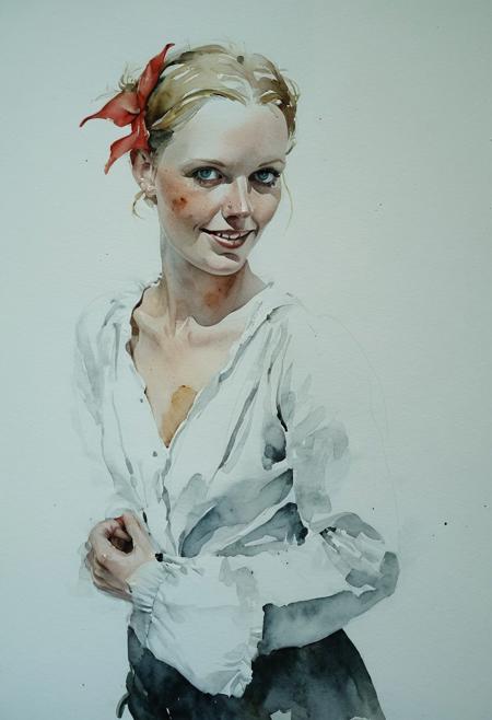 Facial expression style, (watercolor:1.3), (Gil Elvgren:1.1), ((clever pirate)) British female (cute:1.4), (sagging empty breasts:0.7), (Andrew Wyeth:0.4)
