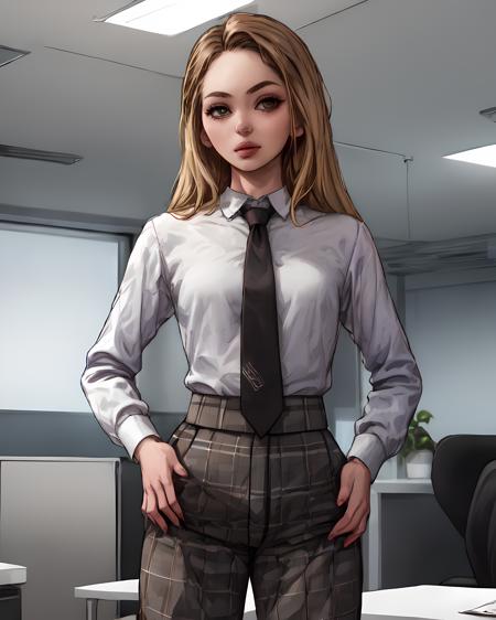 (masterpiece:1.2, best quality:1.2, high resolution) ,  <lora:Angel_Smalls:0.9> (angel smalls:1.2), indoor,  (office clothes:1.1), (stylish trousers:1.2), shirt, tie, <lora:SashaKhmel-10:0.7> <lora:add_detail:0.75>