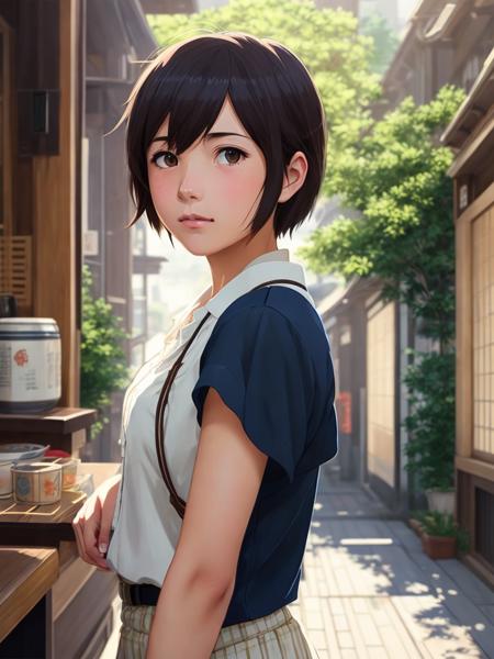 _modelshoot style, (extremely detailed CG unity 8k wallpaper), full shot body photo of the most beautiful artwork in the world, beautiful ((ramen shop)), professional majestic impressionism oil painting by Waterhouse, John Constable, Ed Blinkey, Atey Ghailan, Studio Ghibli, by Jeremy Mann, Greg Manchess, Antonio Moro, trending on ArtStation, trending on CGSociety, Intricate, High Detail, dramatic, makoto shinkai kyoto, trending on artstation, trending on CGsociety