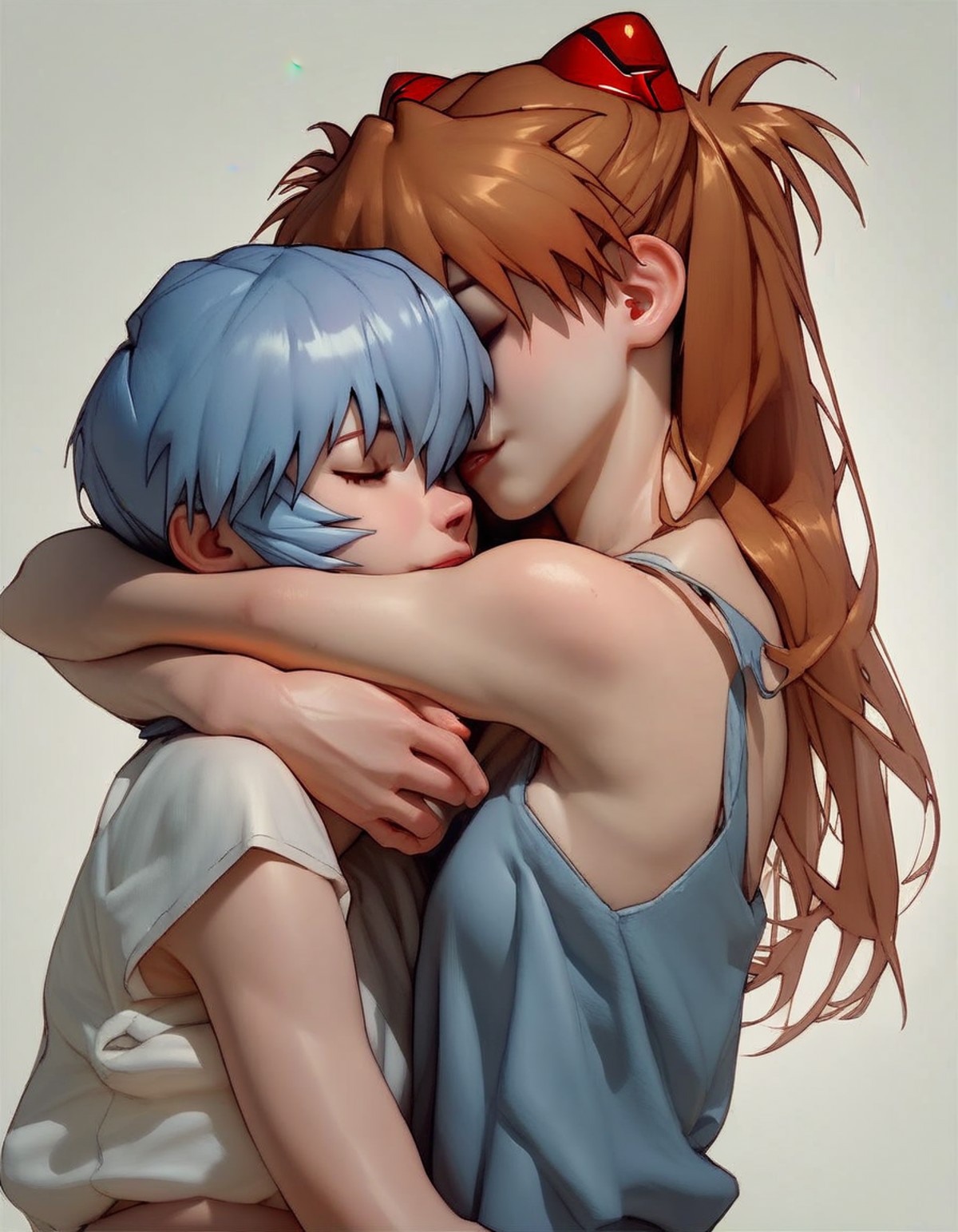score_9, score_8_up, score_7_up, score_6_up, score_5_up, score_4_up, rei ayanami from evangelion hugging asuka langley fro...