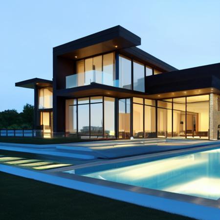  <lora:gdmextlora:0.40> luxury modern house