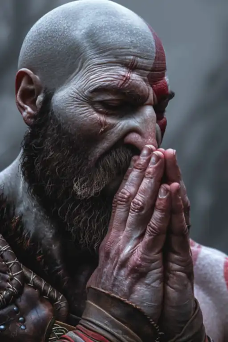 salvoanna21_Hyperrealistic_praying_Kratos_both_Hands_shown_toge_932cdc85-0db0-4267-8ab0-ddcade71e4ea.webp