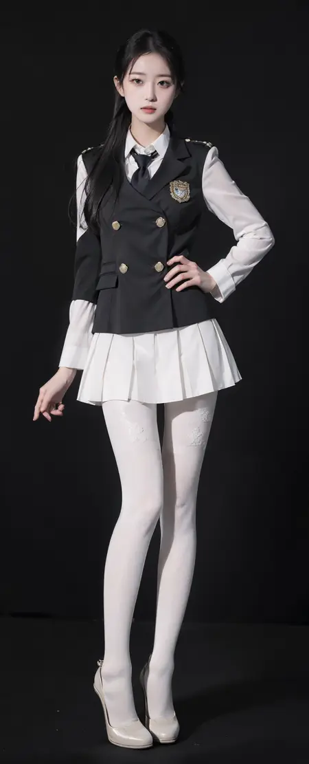 tutu's HiSilk (40D white striped patterned pantyhose)/图图的嗨丝(40D假吊带格纹白色连裤袜)/チュチュのハイシ(40D偽サスペンダーホワイトストライプパターンタイツ)