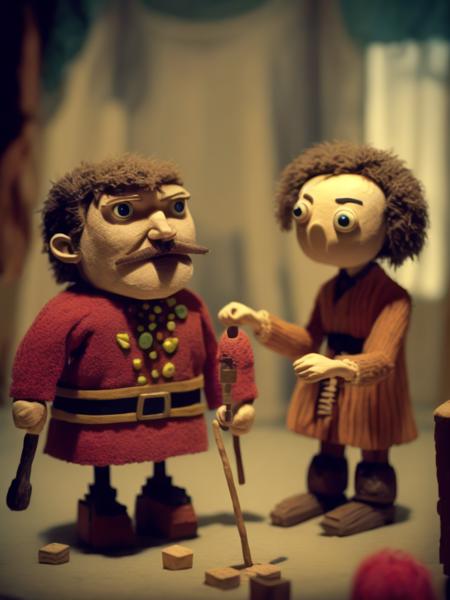 <lora:STOP-MOTIONANIMATION:1>STOP-MOTION ANIMATION style claymation nutcracker on stage dancing