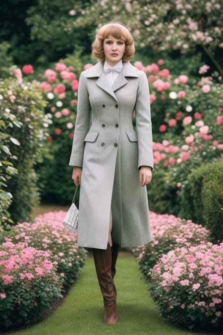 EasyNegativeV2: Vintage film's still, featuring a nobleman dressed in dashing Regency fashion, strolling through the manicured gardens of a sprawling British manor house, his tailored coat billowing behind him in the gentle breeze, the vibrant colors of the flowers in full bloom adding a touch of romance to the scene.