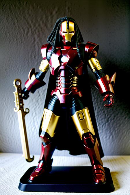 Iron-Matrix Pirate: Combining Iron Man, Neo from The Matrix, and Captain Jack Sparrow, this figure possesses high-tech armor:0.3, challenges the digital world:0.3, and sails the high seas:0.3. , awe_toys