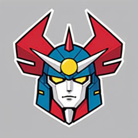 An illustration of a classic robot head crest from a 1970s anime, featuring a bold yellow design set against a solid background. The crest has two wing-like structures flanking a central, crown-like symbol with a circular core. The aesthetic is vintage with clean lines and a simple yet striking color palette, capturing the essence of retro mecha design. The image should have a clean and minimalist approach, reminiscent of traditional anime emblems, paying homage to the era's iconic visual style, <lora:robotcon:0.5>