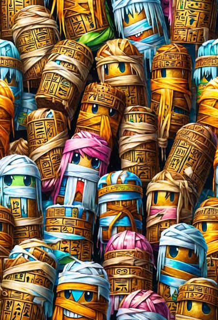 Masterpiece,best quality, anime artwork of icegream, multiple flavours, tasty, wrapped in bandages,DonMM00m13sXL,