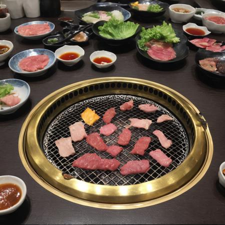 masterpiece, best quality, ultra-detailed, illustration,
smokeless_roaster, grill, japan, still life, saucer, reflection, yakiniku, realistic, 
 <lora:smokeless_roaster_SDXL_V2:1>