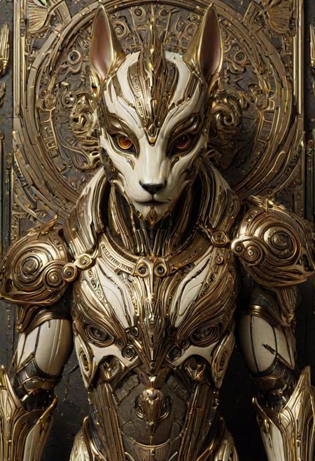 ivorygold, scluptur, (Egyptian Predator Anubis1.2), (color:1.2), ivory with golden, ivory, gold, Hans Giger, (zentangle:1.2), grainy, extremely detailed, intricate details, dynamic lighting, photorealistic, natural light, low h, masterpiece, detailed 8k , JuggernautNegative, Movie Still, Film Still, Cinematic, Cinematic Shot, Cinematic Lighting, ral-crztlgls, krawcked_skn