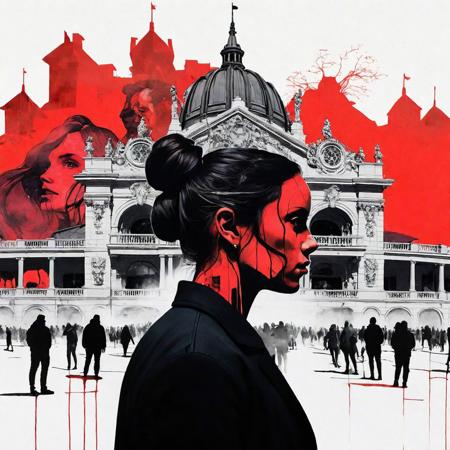 (Double exposure:1.3) effect of the beauty and the beast superimposed against opera house silhouette by Conrad Roset, Brandon Kidwell, Andreas Lie, Dan Mountford, Agnes Cecile, Jeremy Mann, oil and ink canvas, fine art, super dramatic light, photoillustration, amazing depth, hyperdetailed, iridescent red, redundant dreams, intricate detailed, amazing depth, stunning atmosphere, mesmerizing whimsical vibrant scenery, maximalism, complex masterwork by head of prompt engineering <lora:add-detail-xl:2>