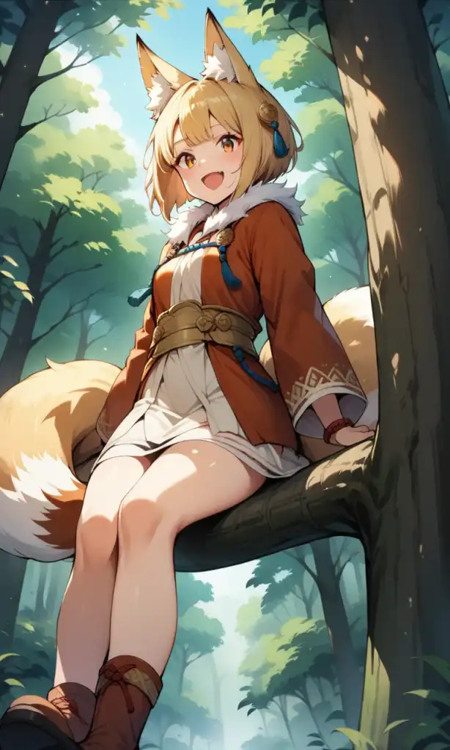 selkie, fox girl, fox ears, fox tail