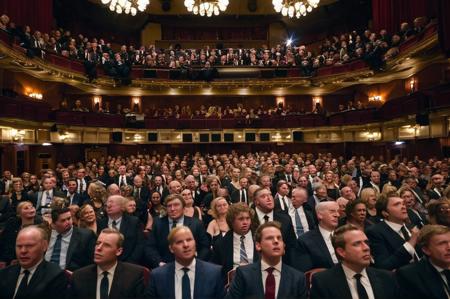 photo of a large group of people in suits and ties sitting in a large concert hall, (many faces),  <lora:people_010_cosine_iter4_ 0000025all_jugger_adafactor_128_64_new:0.7>