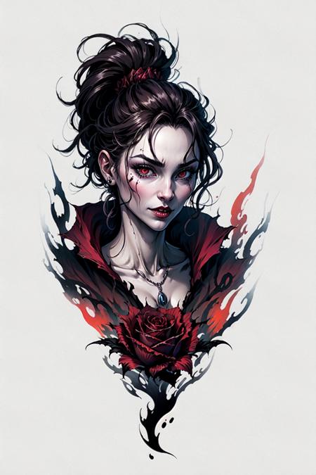 <lyco:BLTA2:0.8> A vampire woman, rose, portrait ,BLTA