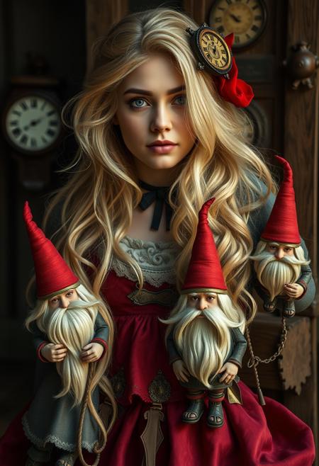 Blonde woman, clockwork gnomes