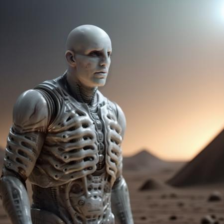 Engineer1024, full body, a bald pale man on a deserted planet, highly detailed, photography, ultra sharp, film, bokeh, professional, 4k  <lora:Engineer1024:0.8>