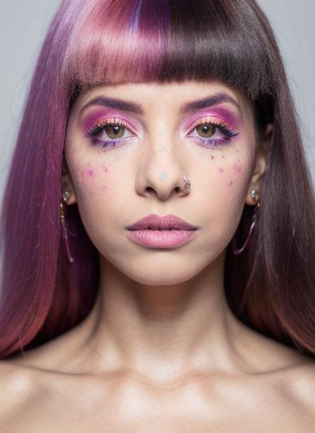 portrait of sks woman, epic (photo, studio lighting, hard light, sony a7, 50 mm, matte skin, pores, colors, hyperdetailed, hyperrealistic)  <lyco:locon_melaniemartinez_v1_from_v1_64_32:1.0>
