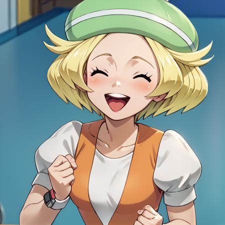 bianca \(pokemon\) blonde hair green eyes short hair