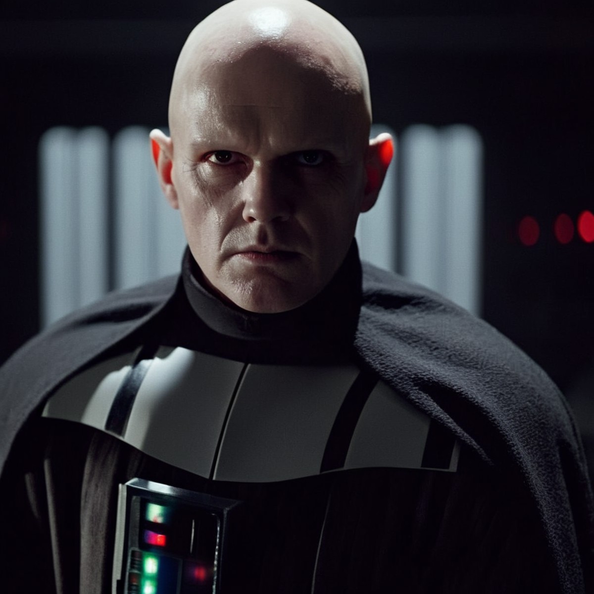 cinematic film still of  <lora:Darth Vader:1.5>
Darth Vader a bald creepy shiny eyes man with white face and scars dressed...