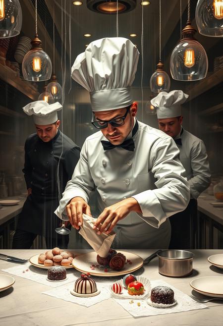 In a high-end restaurant where elegance meets an undercurrent of deception, the kitchen hums with a curious mix of precision and pandemonium. A crew of master thieves, posing as world-class chefs, glide through the chaos, crafting exquisitely decadent candies. These aren’t just treats—they’re infused with stolen secrets and rare ingredients from the wealthiest of patrons. As the confections take shape, the thieves exchange hushed whispers about future heists, all while the oblivious diners savor their luxurious meals. With sugar-coated fingers and hearts brimming with mischief, the thieves use their culinary prowess to conceal a far more daring crime—one sweeter than anything on the menu.
Banner: “Antonino Sbaffavacciuolo Chef”