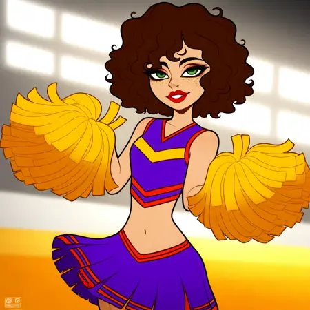 Crystal, dark-reddish cheerleader from Middleton High School, (Kim Possible), LoRA, PonyXL | IllustriousXL