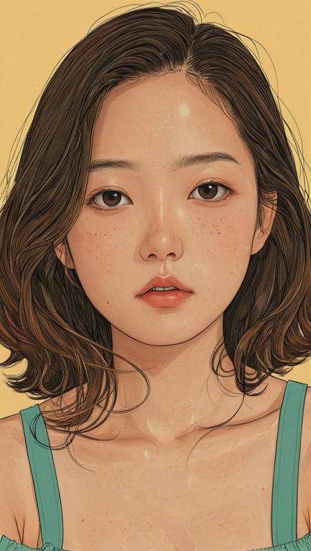 (illustration:1.3), portrait of  Taiwanese girl, center part hair, <lora:Exquisite_illustration:1>, cleavage, looking at viewer