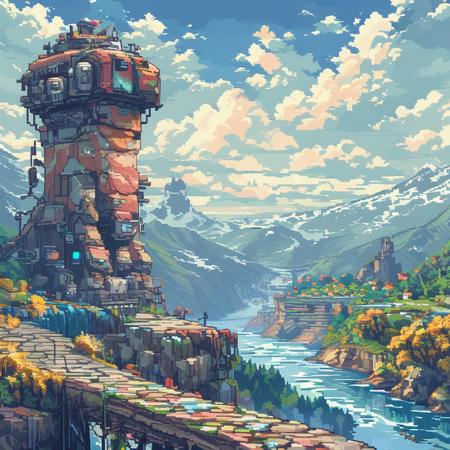score_9, score_8_up, score_7_up,quality,  Pixel Art , fewP, Landscape, 8bit, pixelated,  <lora:ArsMJStylePony_-_Pixel_Art:1>