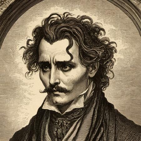 woodcut illustration in detailed gustavedore style, book illustration, by gustave dore, crisp even lines, ornate framing, medium contrast
portrait of   Johnny Depp, detailed eyes, 
by gustave dore <lora:GustaveDore_StyleXLv6.1:0.7>