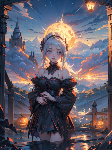 (extremely detailed CG unity 8k wallpaper),(masterpiece),(best quality),(ultra-detailed),(best illu0.5ation),
(1girl:1.5),candy,hallowmas,night,pumpkin lamp,witch,The detailed castle,mist encircles the mountains,fairyland,nature,flowers,<lora:ç«äº2:0.5>,