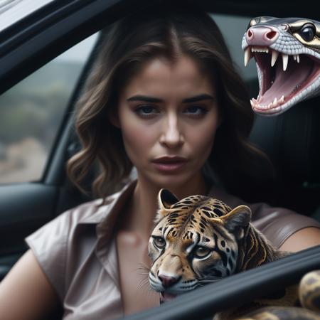 nessa     <lora:nessa_sdxl_resized:1>  a photo of a woman on a car, with snakes on her face, in the style of stefan kostic, realistic, sharp focus, 8k high definition, insanely detailed, intricate, elegant, art by stanley lau and artgerm