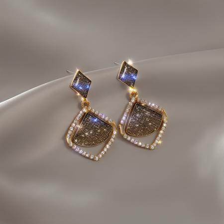 huan, diamond earrings, gold earrings, grey background, sparkle, smooth silk
,
 <lora:ershiv2:1>