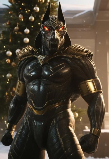 score_9, score_8_up, score_7_up,
<lora:Set_(Gods_of_Egypt)_(SDXL)_(AD):1> Set, Gods of Egypt, muscular, robot, mecha, sleek metal body, glowing red eyes, enhanced body, 
8K, In'ei, perfect depth of field, chiaroscuro, volumetric lighting, clear_eyes, crisp details, cinematic lighting, cinematic masterpiece, 
dynamic action pose, detailed background, photographic realism, masterclass 8K Uneal 5 CGI render, evil, villain, kamen rider kiva villain monster, super sentai villain monster, ((sexy, sensual, manly bulge, thick muscular arms, large biceps, thick legs, defined abs, sexy dynamic muscle pose, christmas, christmas tree, snow, ):1.5), golden light, perfect proportions, perfect hands, 
BREAK zPDXL,
