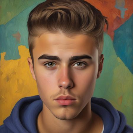 justin bieber portrait in the style of gauguin, surrealist, pg rated