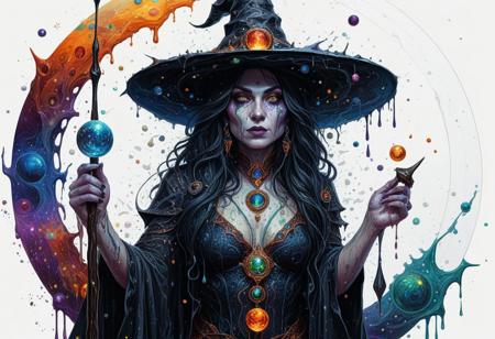 Finely detailed vector illustration. sexy witch, universe, ultra realistic quality,circle symbols,white background, oil painting, hyperdetailed, intricately detailed,  triadic colors,fantastical,intricate detail,splash screen,complementary colors, fantasy concept art, 8k resolution, masterpiece,oil painting,heavy strokes,paint dripping.