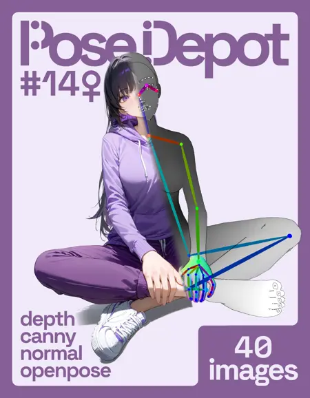 [OpenPose + Depth + Canny + Normal] Pose Depot #14F: Crossed Legs on Floor