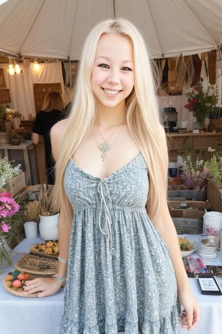 (Amateur Shot:1.3) Tower13_Bianca (skinny, slim, slender, narrow waist:1.3)  (Wearing a boho summer dress:1.3) (at a flee market in london:1.4) ((Photo Focus, DOF, Aperture, insanely detailed and intricate, character, hypermaximalist, hyper realistic, super detailed,))  (smile at viewer:1.3) <lora:exposure_control_v10:-0.2> <lora:more_details:0.3>