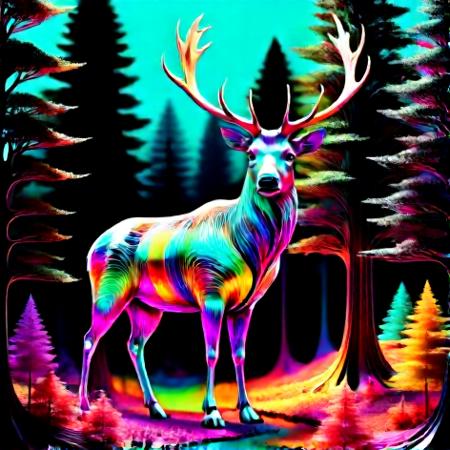 fractangles, <lora:Fractangles_SDXL:0.75> <lora:add-detail-xl:0.8> elk, made out of fractangles, vibrant colors, neon, vivid colors, masterpiece, extremely detailed, exquisite detail, intricate, ultra-realistic, ultra-detailed, bold outlines, forest background, 