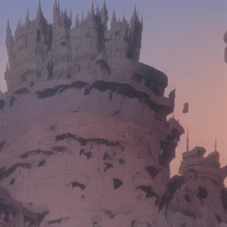 an ominous castle, art by (akira3:0.8),