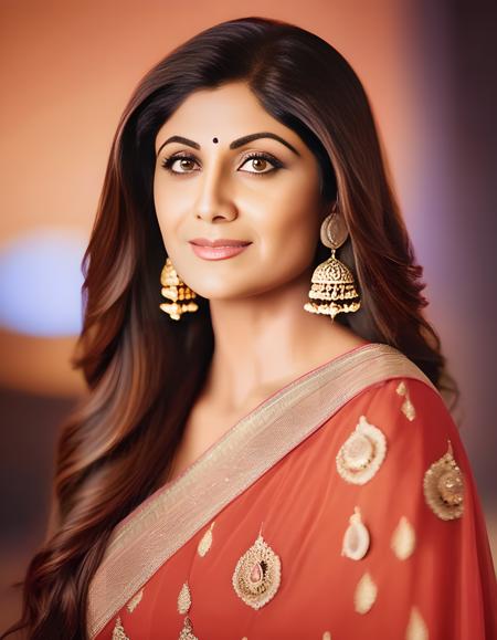 cinematic film still ShilpaShetty,<lora:ShilpaShettySDXL:1> A Photograph capturing a regal female portrait in a vibrant sunset glow, showcasing the subject's ethereal grace and commanding presence. . shallow depth of field, vignette, highly detailed, high budget, bokeh, cinemascope, moody, epic, gorgeous, film grain, grainy