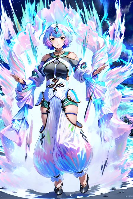 Highly detailed, High Quality, Masterpiece, beautiful, Seidr, <lora:Seidr:0.9>, 1girl, solo, Ki Charge, aura, white aura, <lora:Pos_DBAura:0.9>