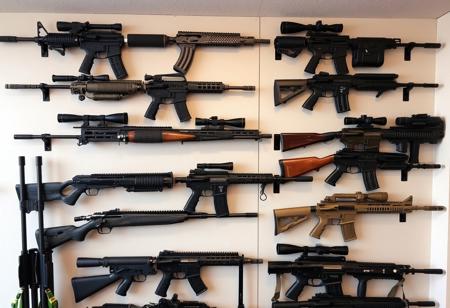 Weapon racks, Modern weapons, Guns, military equipment, Indoors
