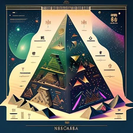 cosmic pyramid by Style-Info, galaxy diorama, art deco, nebulas and stars