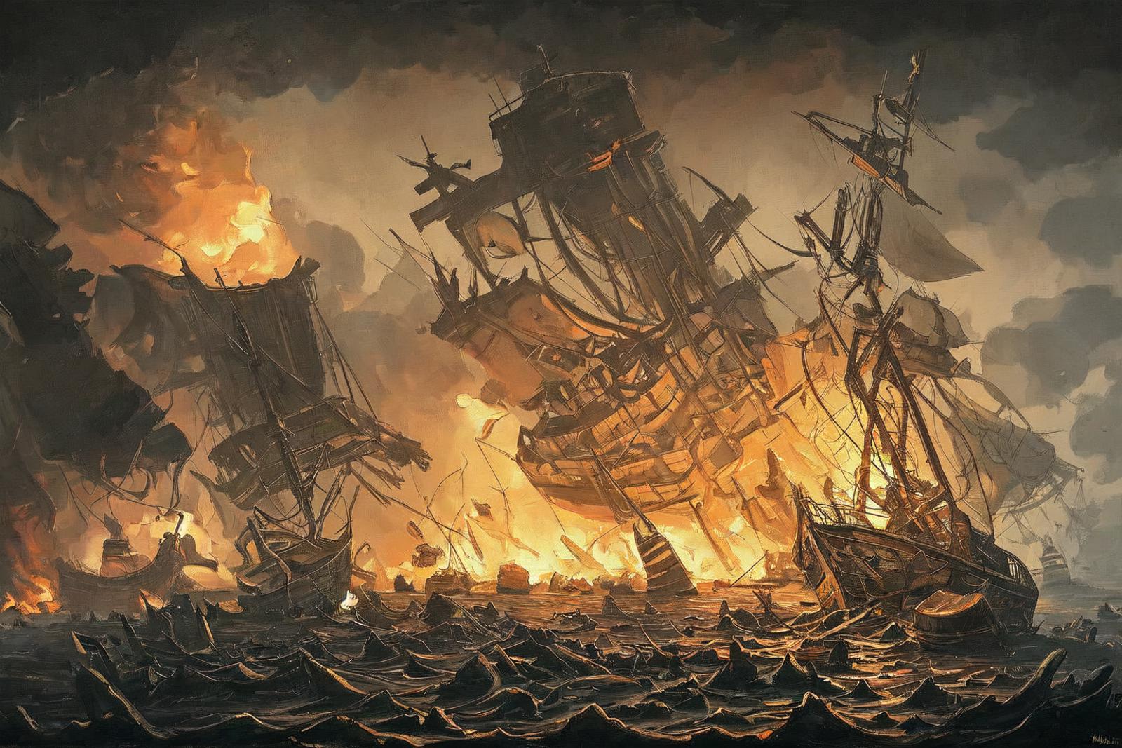 Age Of Sail Battle Painting image by MajMorse