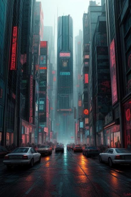 a cyberpunk cityscape, detailed, masterpiece, score_9, score_8_up, score_7_up,